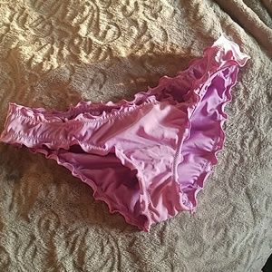 Ruched purple cheeky bikini botton